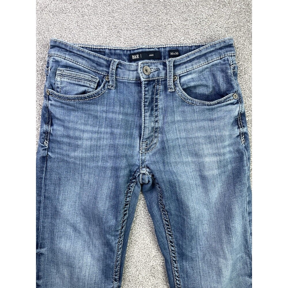 BKE Jake Jeans Mens 30X28 Blue Straight Medium Wash Stretch Comfort Preppy Denim - Picture 2 of 13
